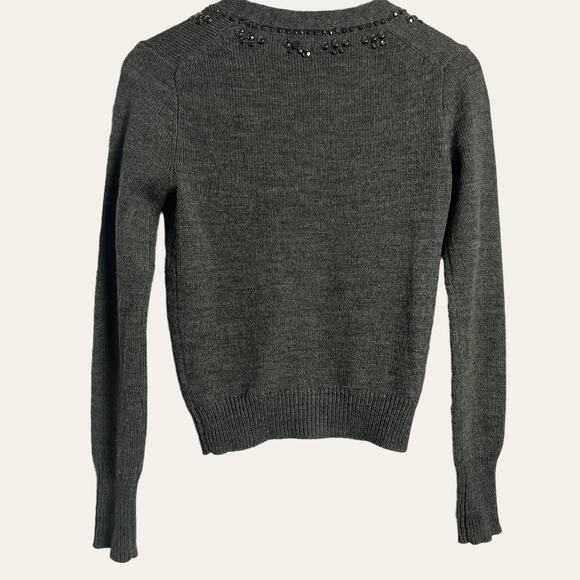 J.Crew Gray Alpaca Merino Wool Blend Embellished Cardigan Sweater Size XS - Picture 8 of 9